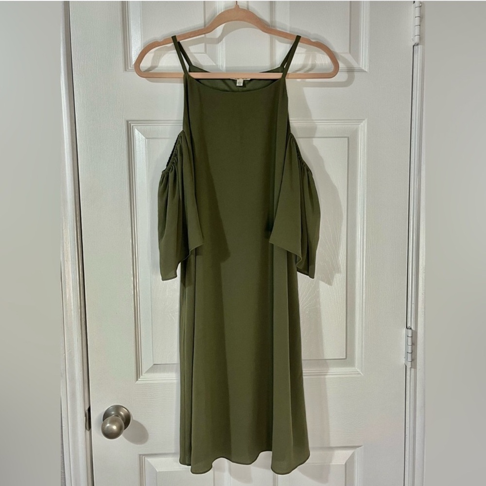 Olive green cold shoulder dress